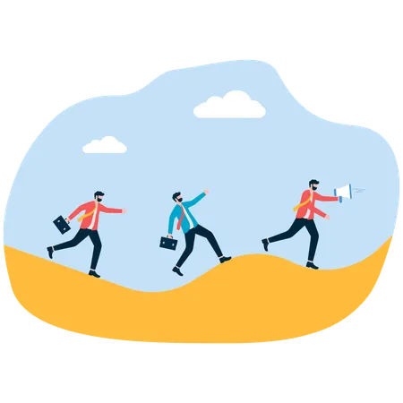 Businessman following moving activity  Illustration
