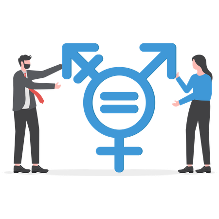 Businessman  follows gender equality concept  Illustration