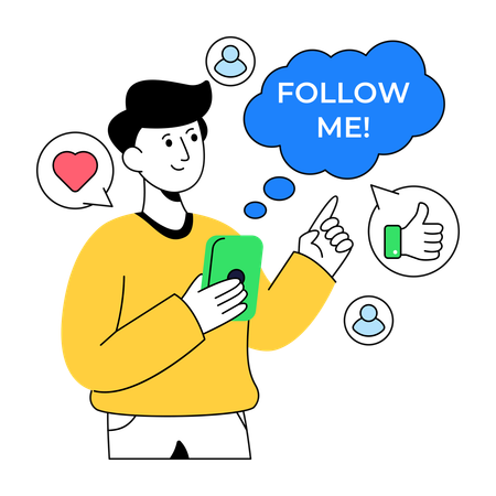 Businessman Follows on social media  Illustration
