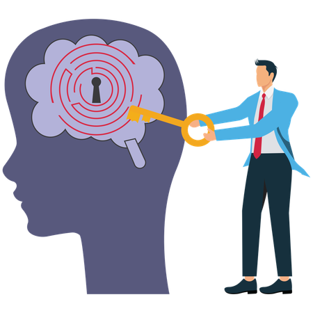 Businessman follows psychology and self knowledge  Illustration