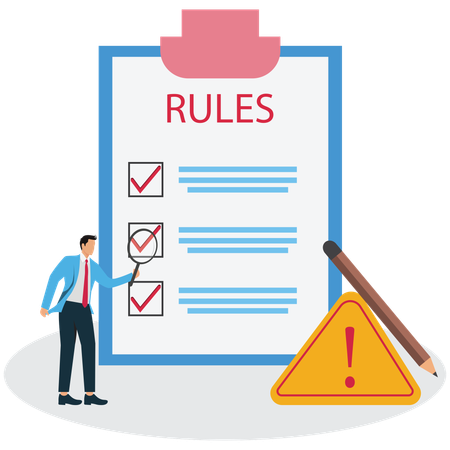 Businessman follows rules and regulations  Illustration