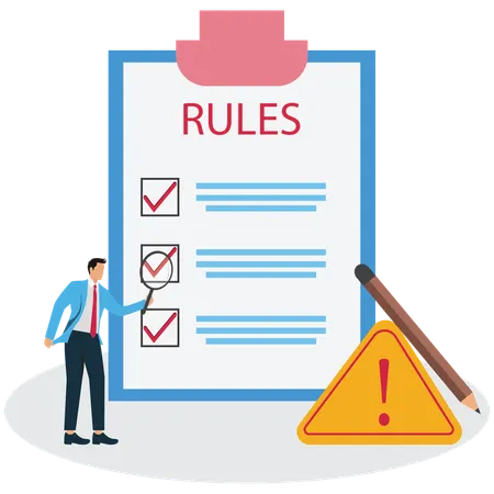 Businessman follows rules and regulations  Illustration