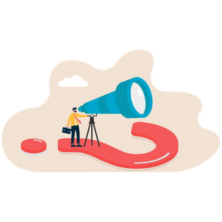 Businessman forecasting business questions  Illustration