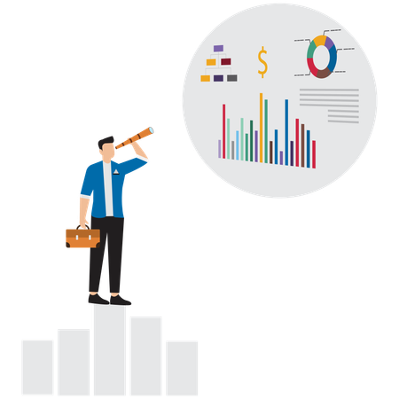 Businessman forecasting business vision  Illustration