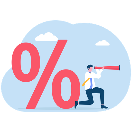 Businessman forecasts discount rate  Illustration
