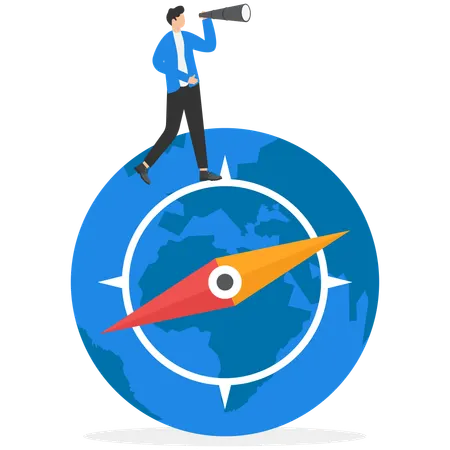 Businessman forecasts magnetic direction  Illustration