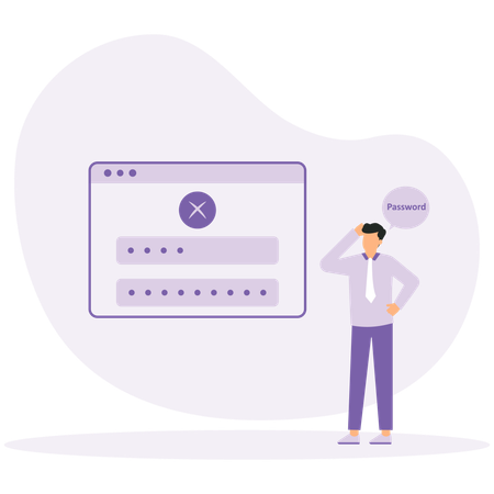 Businessman forget login password  Illustration