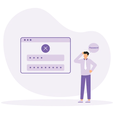 Businessman forget login password  Illustration