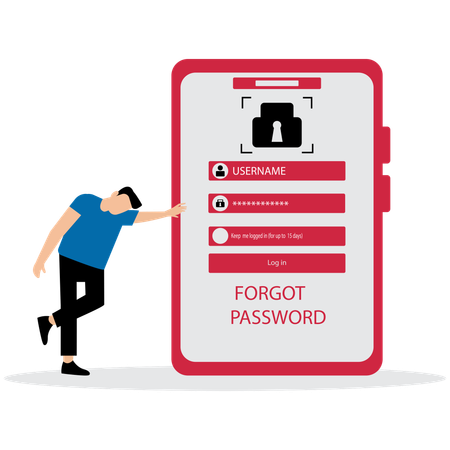 Businessman forget mobile password  Illustration
