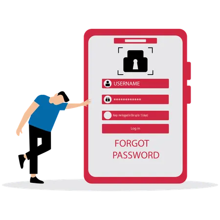 Businessman forget mobile password  Illustration