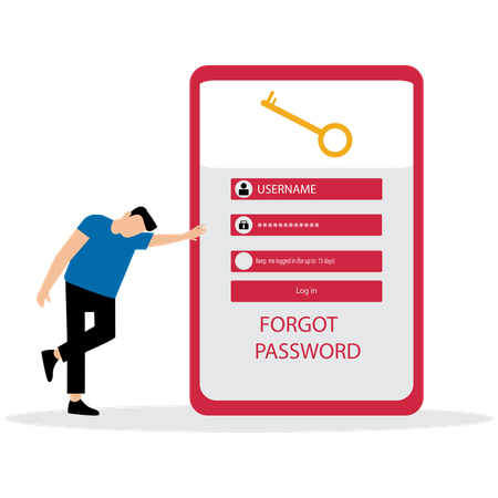Businessman forget website password  Illustration