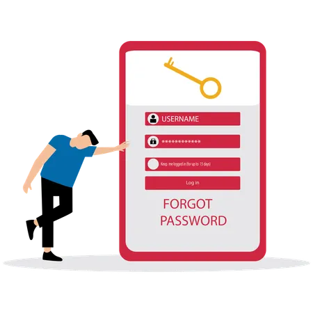 Businessman forget website password  Illustration
