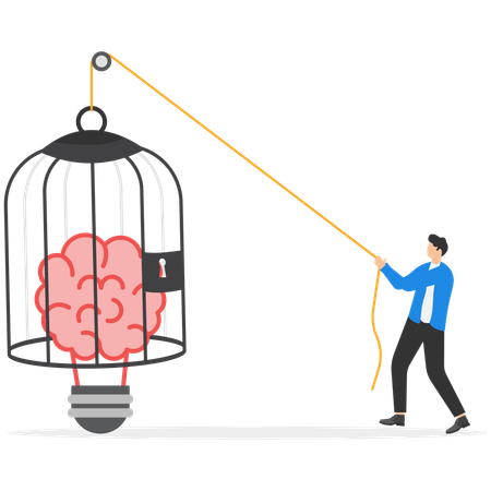 Businessman frees his ideas  Illustration