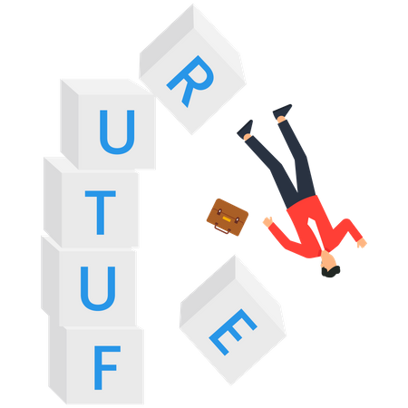 Businessman future planning fails and incurs loss  Illustration