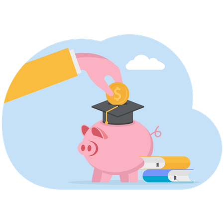 Businessman gathers money for education purpose  Illustration
