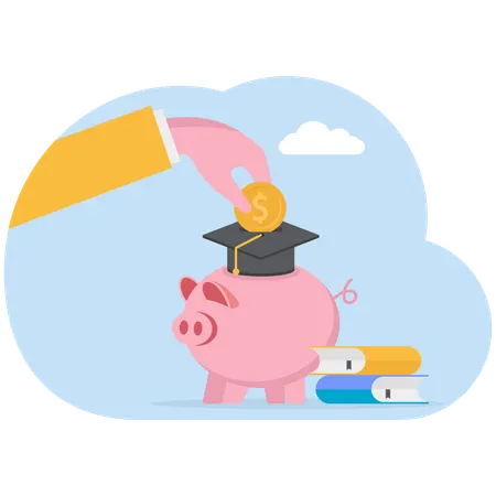 Businessman gathers money for education purpose  Illustration