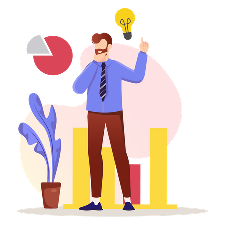 Businessman generates idea  Illustration