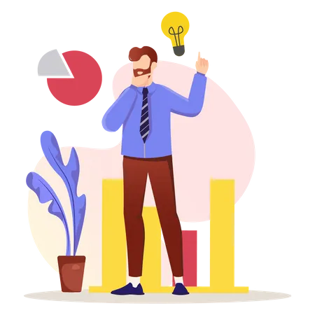 Businessman generates idea  Illustration