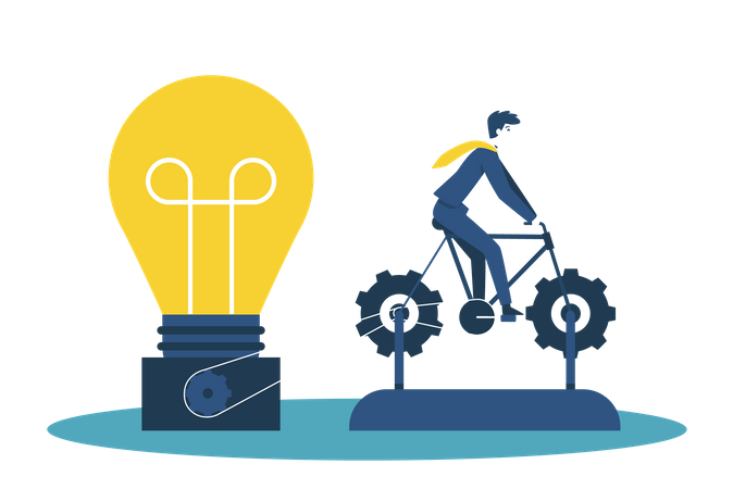 Businessman generating innovative idea  Illustration