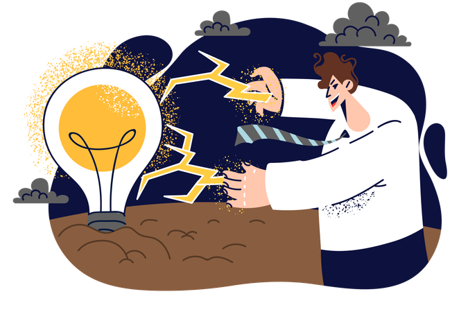 Businessman generating new ideas  Illustration