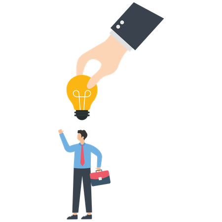 Businessman get an idea by helping hand  Illustration