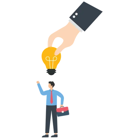 Businessman get an idea by helping hand  イラスト