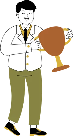 Businessman get trophy  Illustration