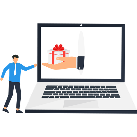 Businessman getitng online gift delivery  Illustration