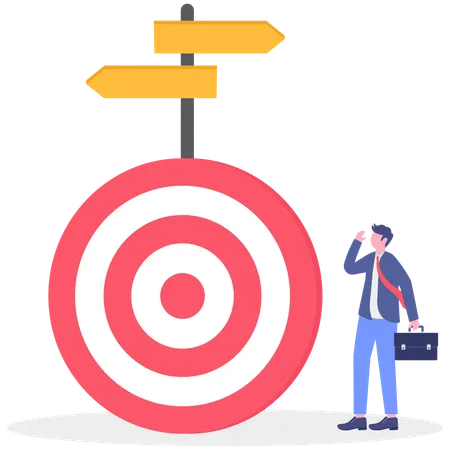 Businessman gets confused with target location  Illustration