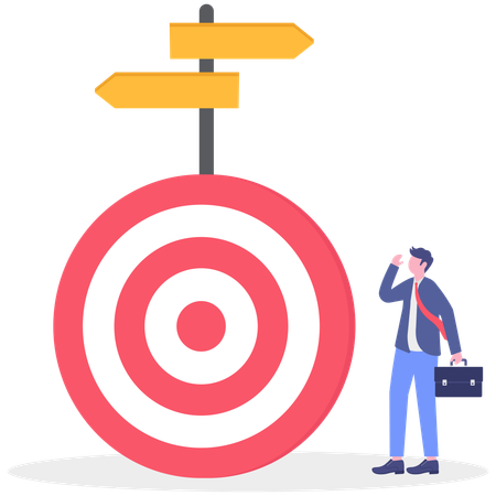 Businessman gets confused with target location  Illustration