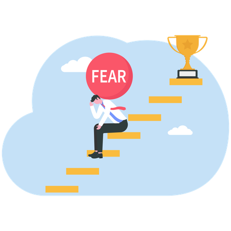Businessman gets fear to achieve target  Illustration