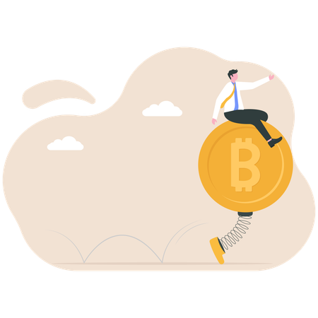 Businessman gets profit from crypto market  Illustration