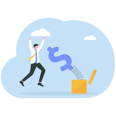 Businessman gets salary raise  Illustration