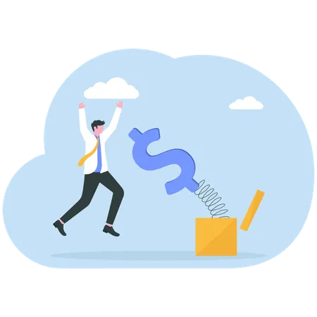 Businessman gets salary raise  Illustration