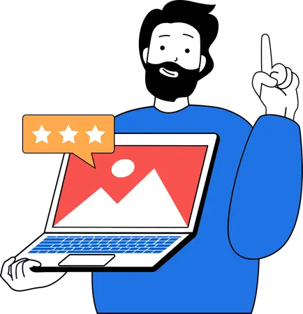 Businessman gets star review on his post  Illustration