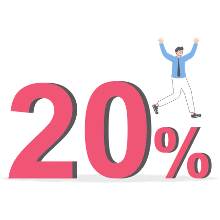 Businessman getting 20 percentage discount  Illustration