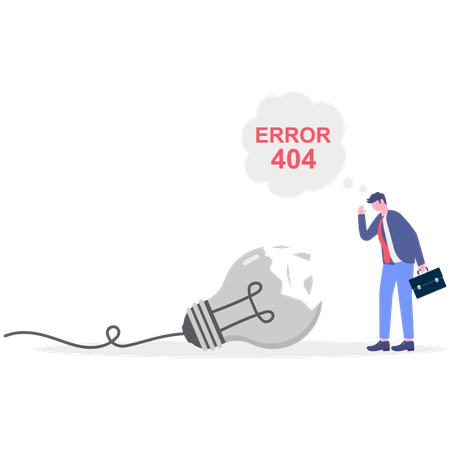 Businessman getting 404 error for idea  Illustration