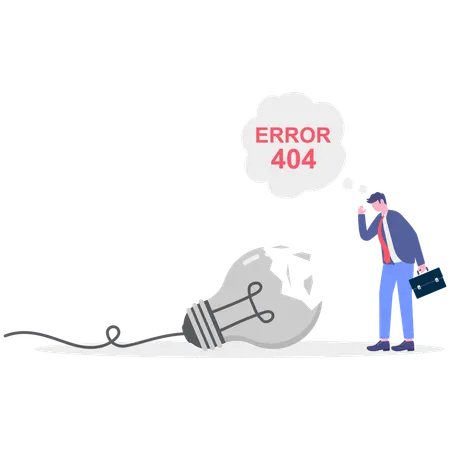 Businessman getting 404 error for idea  Illustration