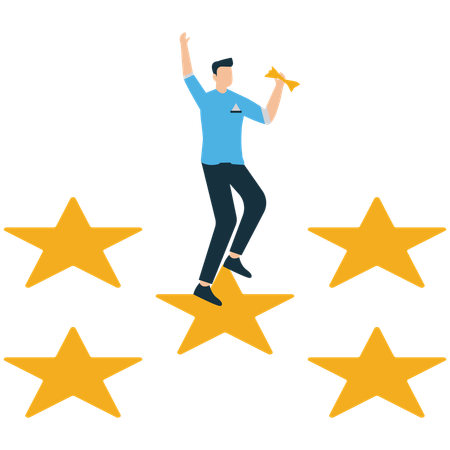 Businessman getting 5 star success  Illustration