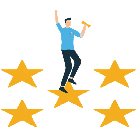 Businessman getting 5 star success  Illustration