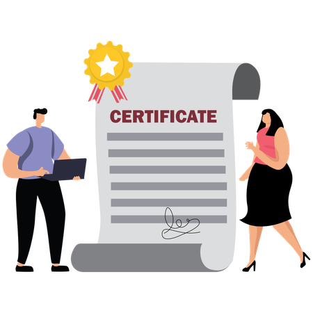 Businessman getting appreciation certificate  Illustration