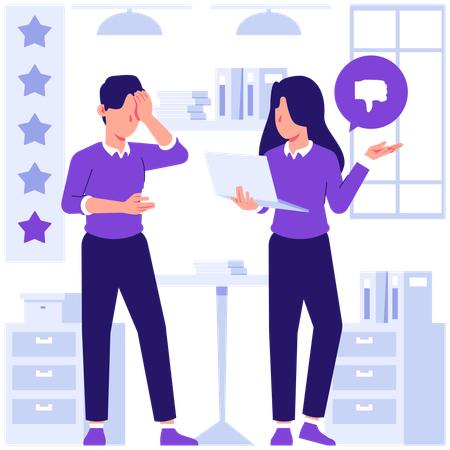 Businessman getting bad customer review  Illustration
