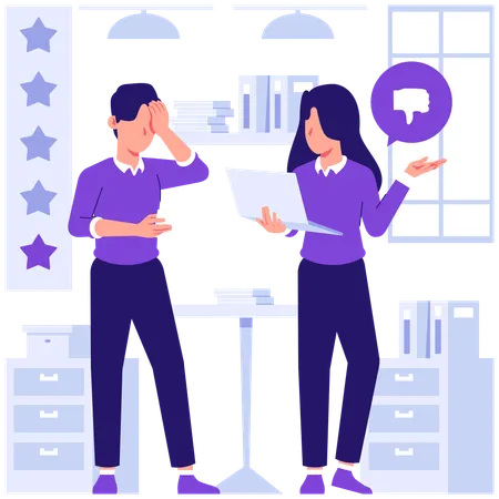 Businessman getting bad customer review  Illustration