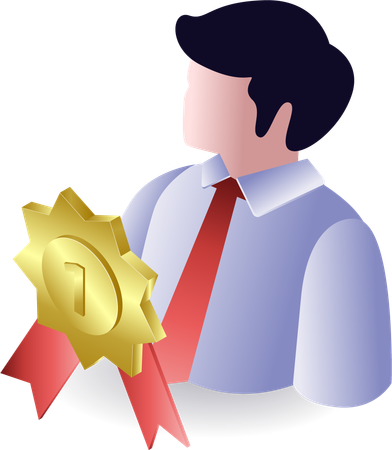 Businessman getting best employee award  Illustration