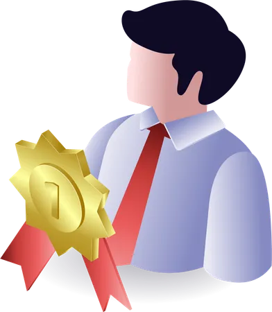 Businessman getting best employee award  Illustration