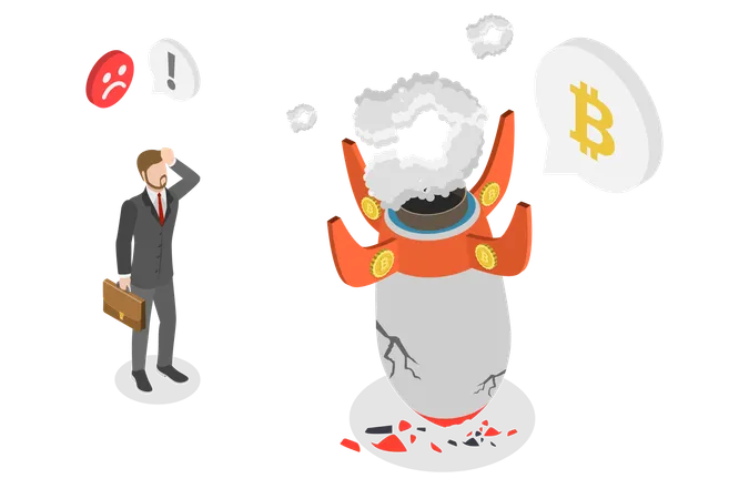 Businessman getting Bitcoin Price Collapse  Illustration