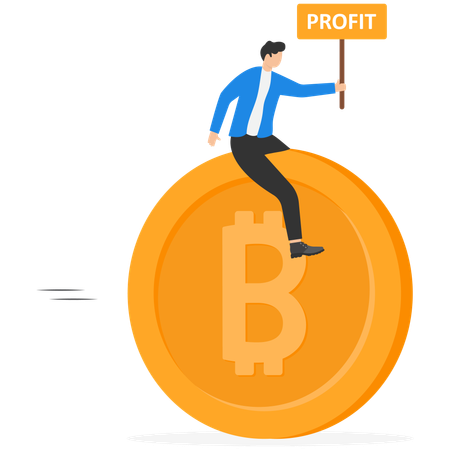 Businessman getting bitcoin profit  Illustration