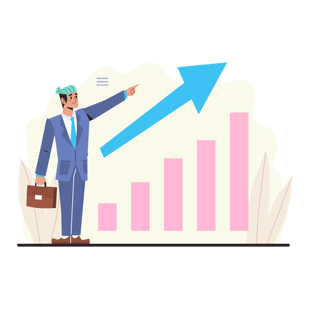 Businessman getting business growth  Illustration