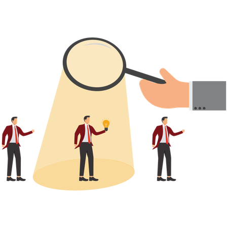 Businessman getting business idea for Finding Talent  Illustration