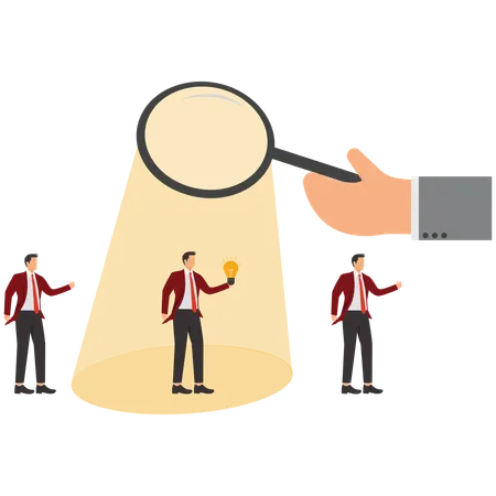 Businessman getting business idea for Finding Talent  Illustration